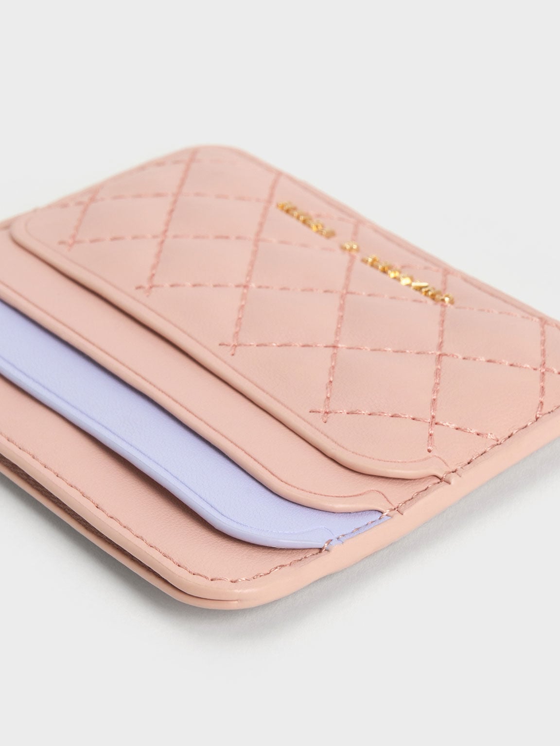 CHARLES & KEITH Latest | Cleo Two-Tone Quilted Card Holder - Pink