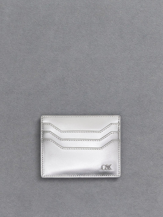 CHARLES & KEITH Classic | Carli Metallic Leather Multi-Slot Card Holder - Silver