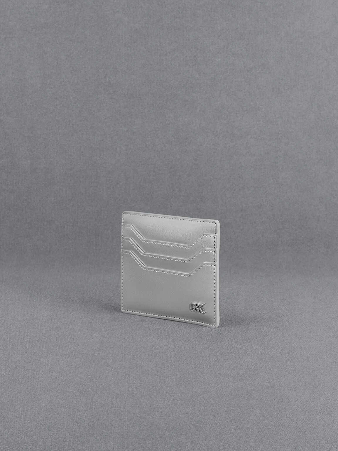 CHARLES & KEITH Classic | Carli Metallic Leather Multi-Slot Card Holder - Silver