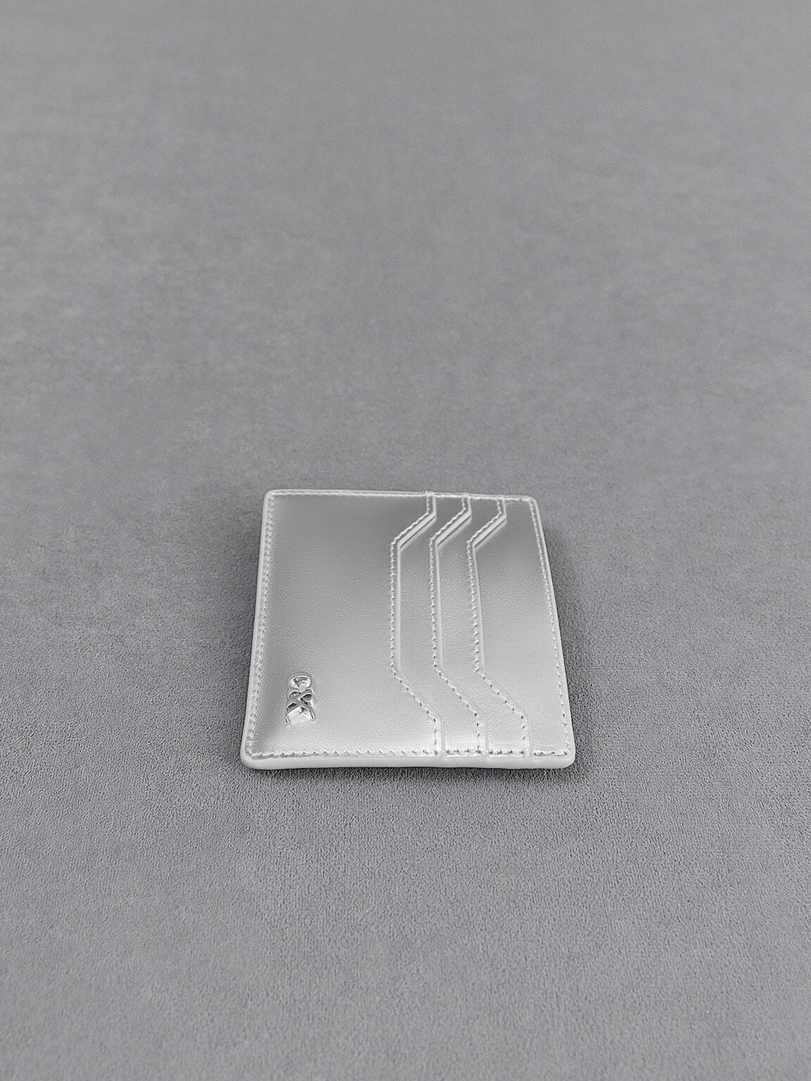 CHARLES & KEITH Classic | Carli Metallic Leather Multi-Slot Card Holder - Silver
