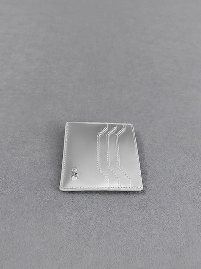 CHARLES & KEITH Classic | Carli Metallic Leather Multi-Slot Card Holder - Silver
