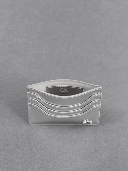 CHARLES & KEITH Classic | Carli Metallic Leather Multi-Slot Card Holder - Silver