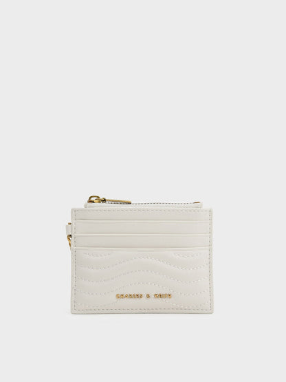 CHARLES & KEITH Great Value | Aubrielle Wavy-Stitch Card Holder - Cream