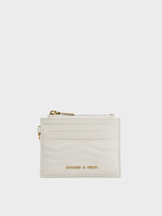 CHARLES & KEITH Great Value | Aubrielle Wavy-Stitch Card Holder - Cream