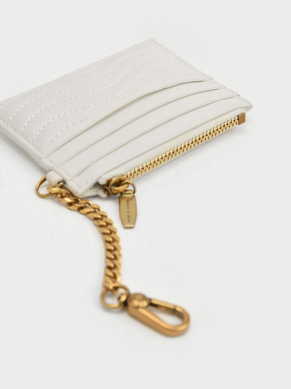 CHARLES & KEITH Great Value | Aubrielle Wavy-Stitch Card Holder - Cream