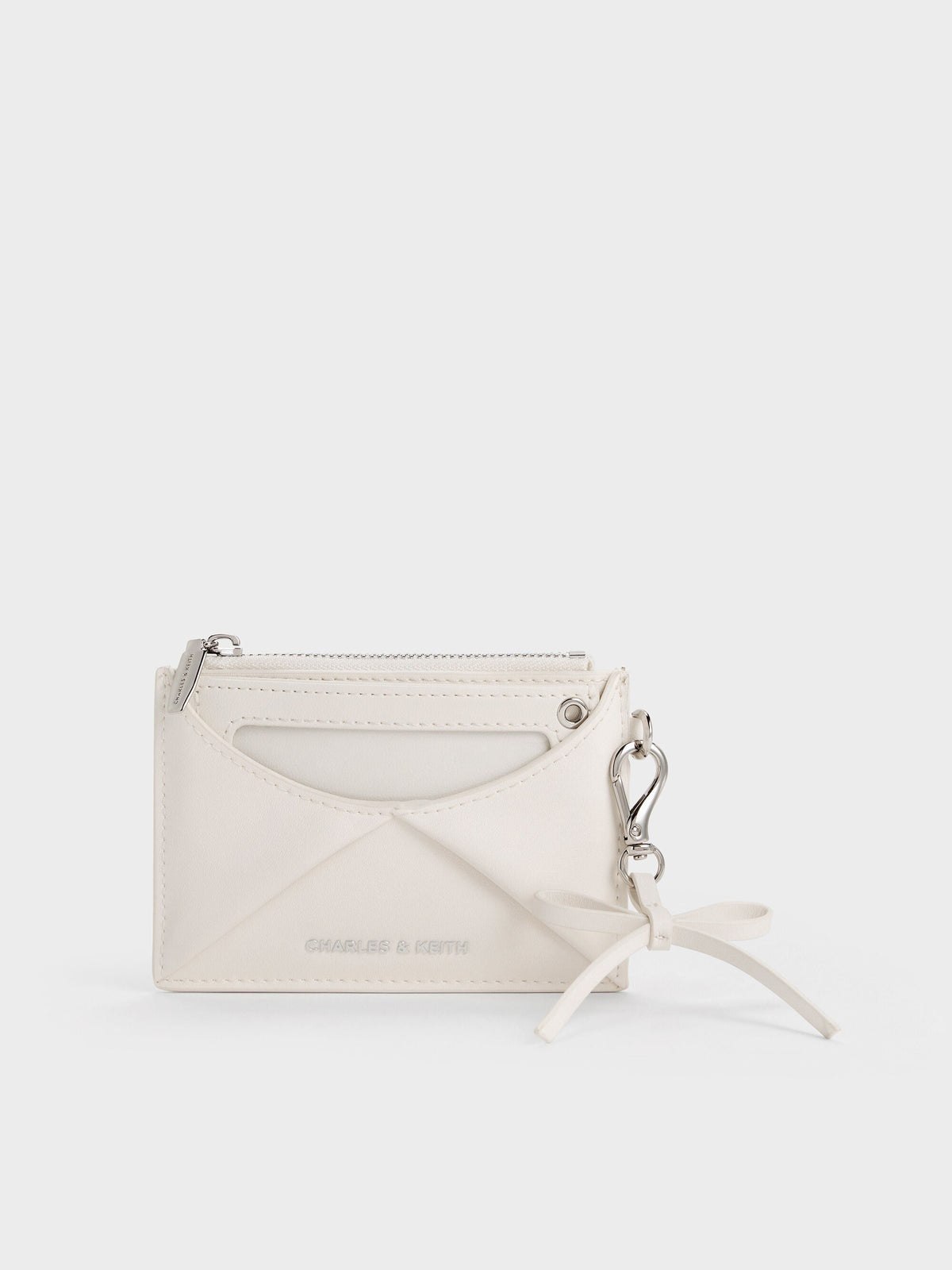 CHARLES & KEITH Top Pick | Hazel Bow Panelled Card Holder - Cream