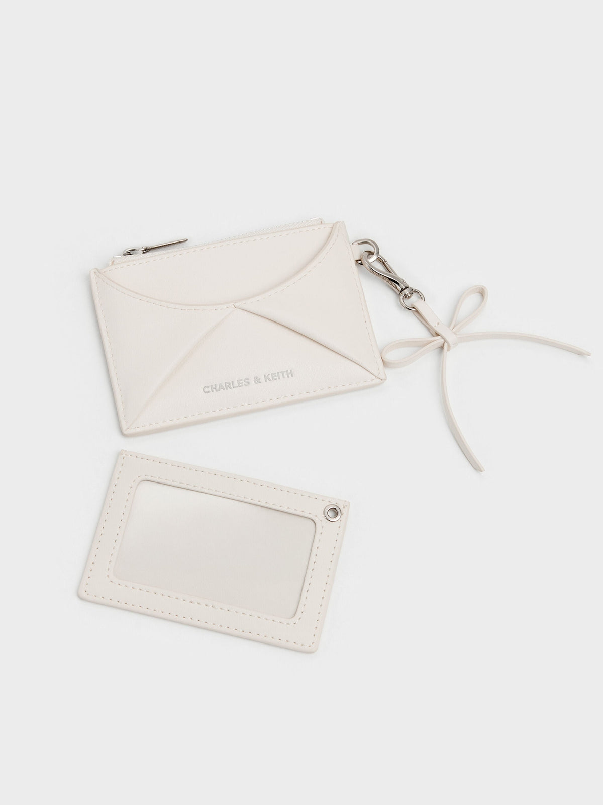 CHARLES & KEITH Top Pick | Hazel Bow Panelled Card Holder - Cream