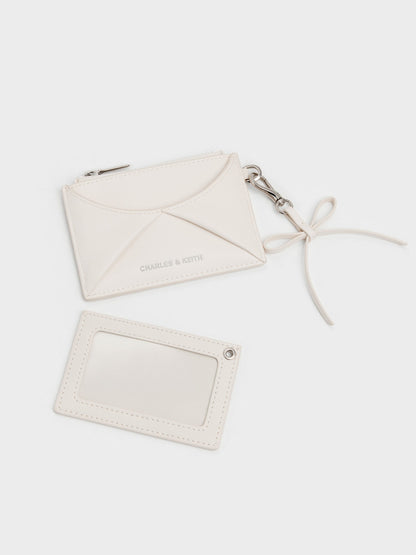 CHARLES & KEITH Top Pick | Hazel Bow Panelled Card Holder - Cream