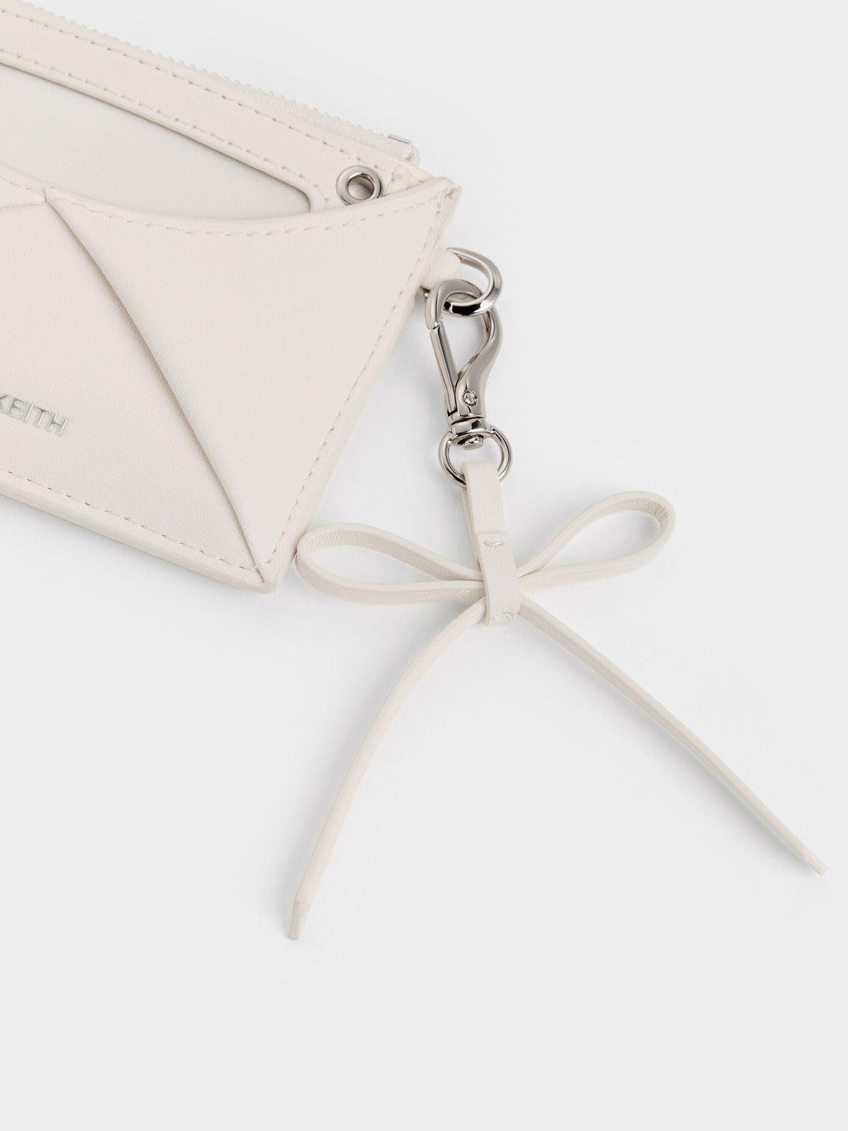 CHARLES & KEITH Top Pick | Hazel Bow Panelled Card Holder - Cream