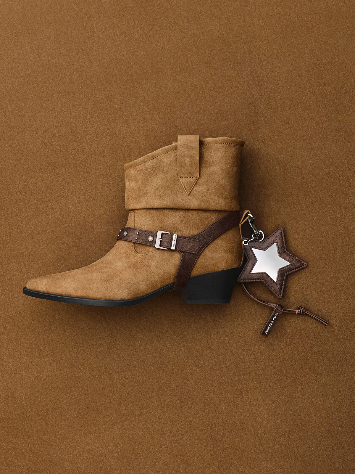 CHARLES & KEITH Premium | Noane Star Mirror Charm - Distressed Coffee