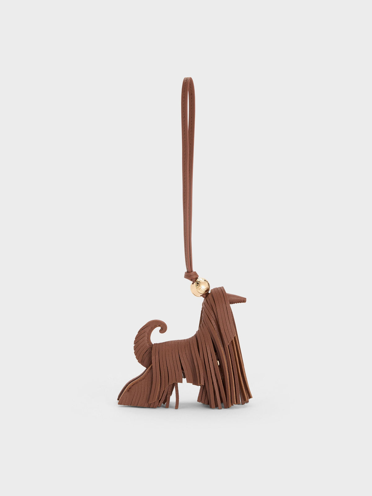 CHARLES & KEITH Customer Favorite | Leather Fringed Dog Charm - Chocolate
