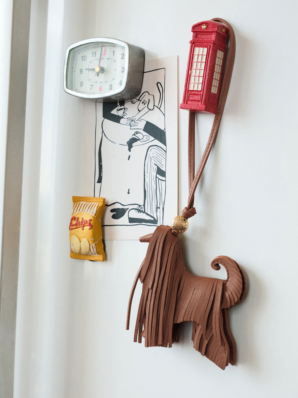 CHARLES & KEITH Customer Favorite | Leather Fringed Dog Charm - Chocolate