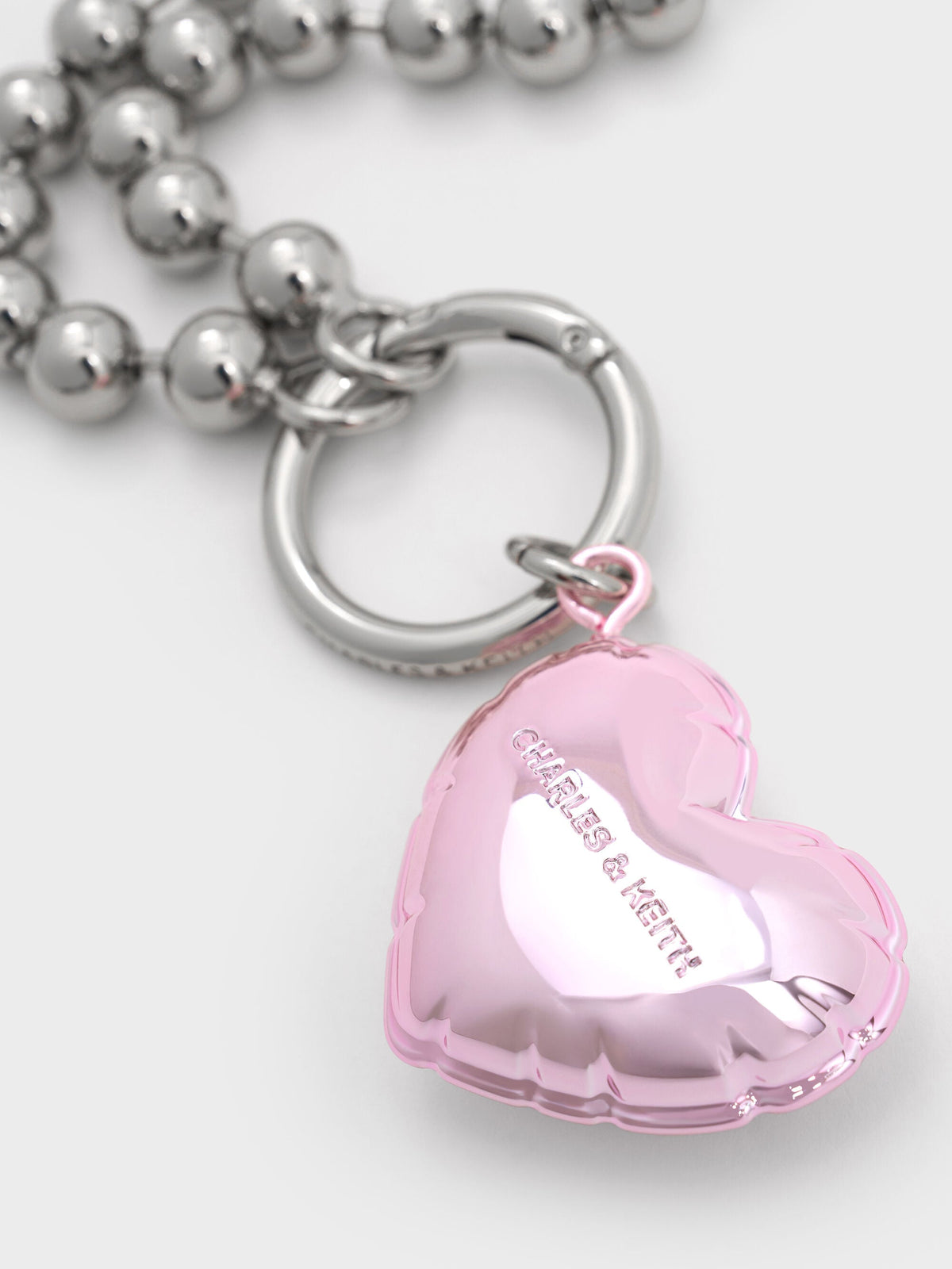 CHARLES & KEITH Great Value | Metallic Heart Beaded Charm - Silver