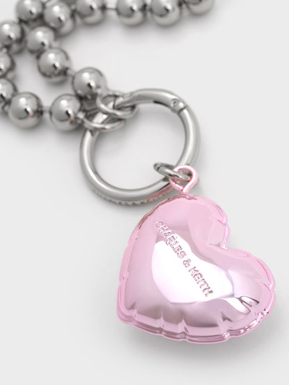 CHARLES & KEITH Great Value | Metallic Heart Beaded Charm - Silver