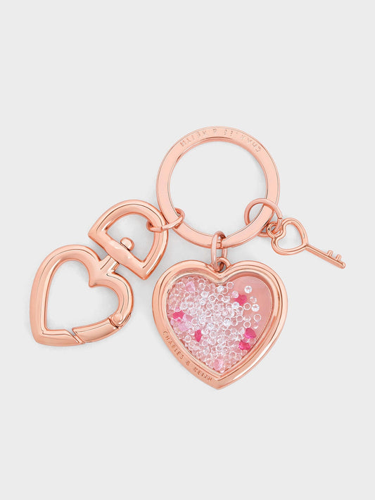 CHARLES & KEITH Best Price | Heart Lock Crystal Keychain - Rose Gold