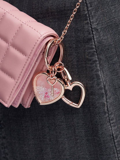 CHARLES & KEITH Best Price | Heart Lock Crystal Keychain - Rose Gold
