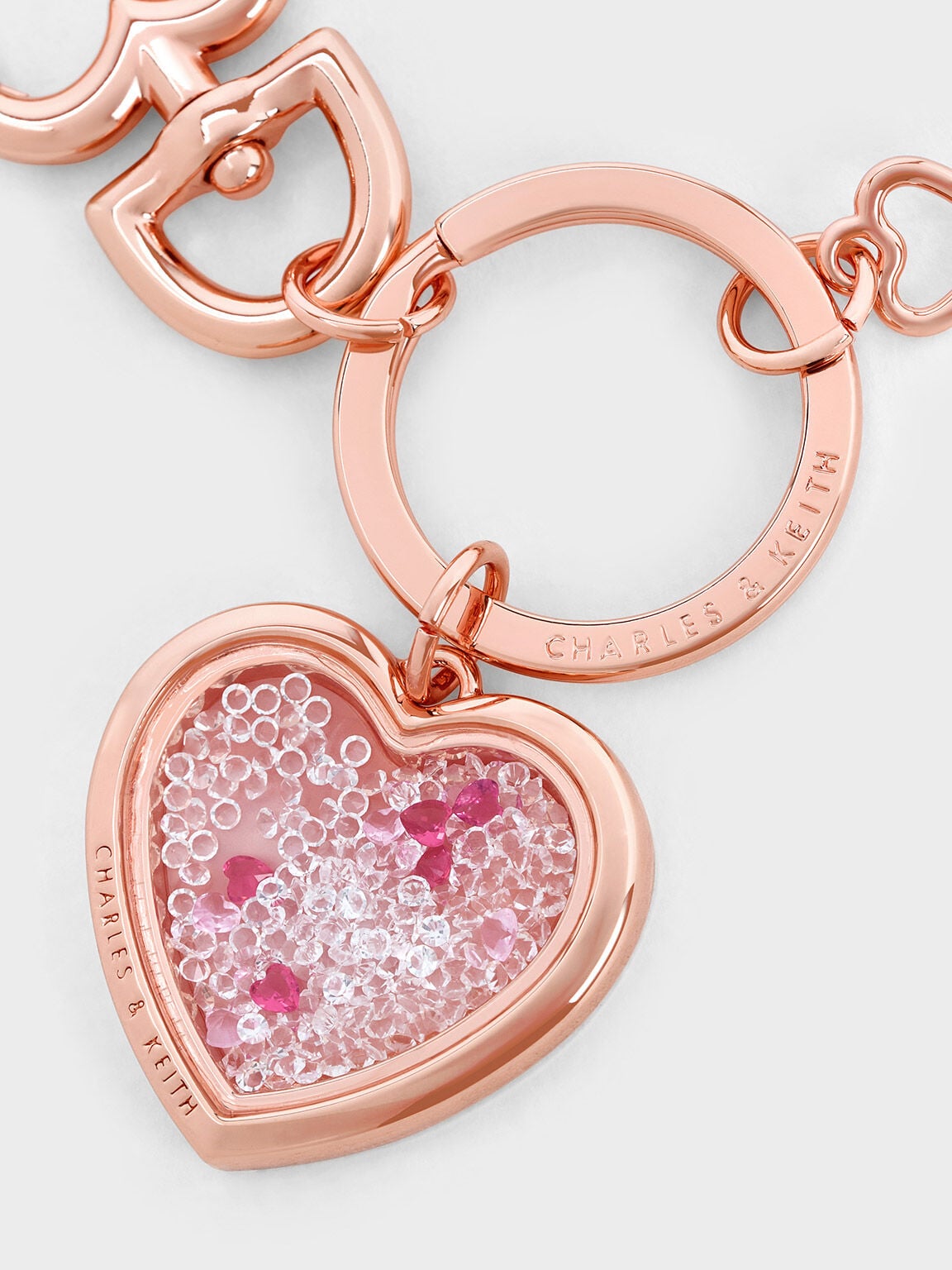 CHARLES & KEITH Best Price | Heart Lock Crystal Keychain - Rose Gold