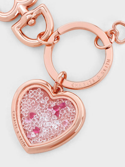 CHARLES & KEITH Best Price | Heart Lock Crystal Keychain - Rose Gold
