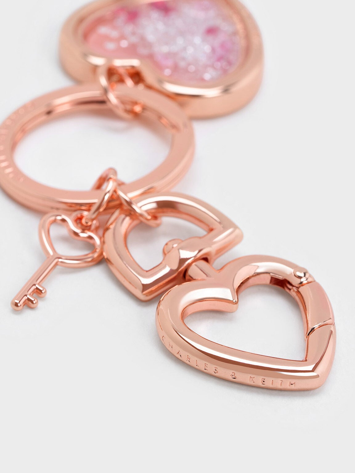 CHARLES & KEITH Best Price | Heart Lock Crystal Keychain - Rose Gold