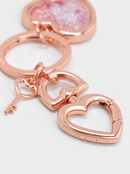 CHARLES & KEITH Best Price | Heart Lock Crystal Keychain - Rose Gold