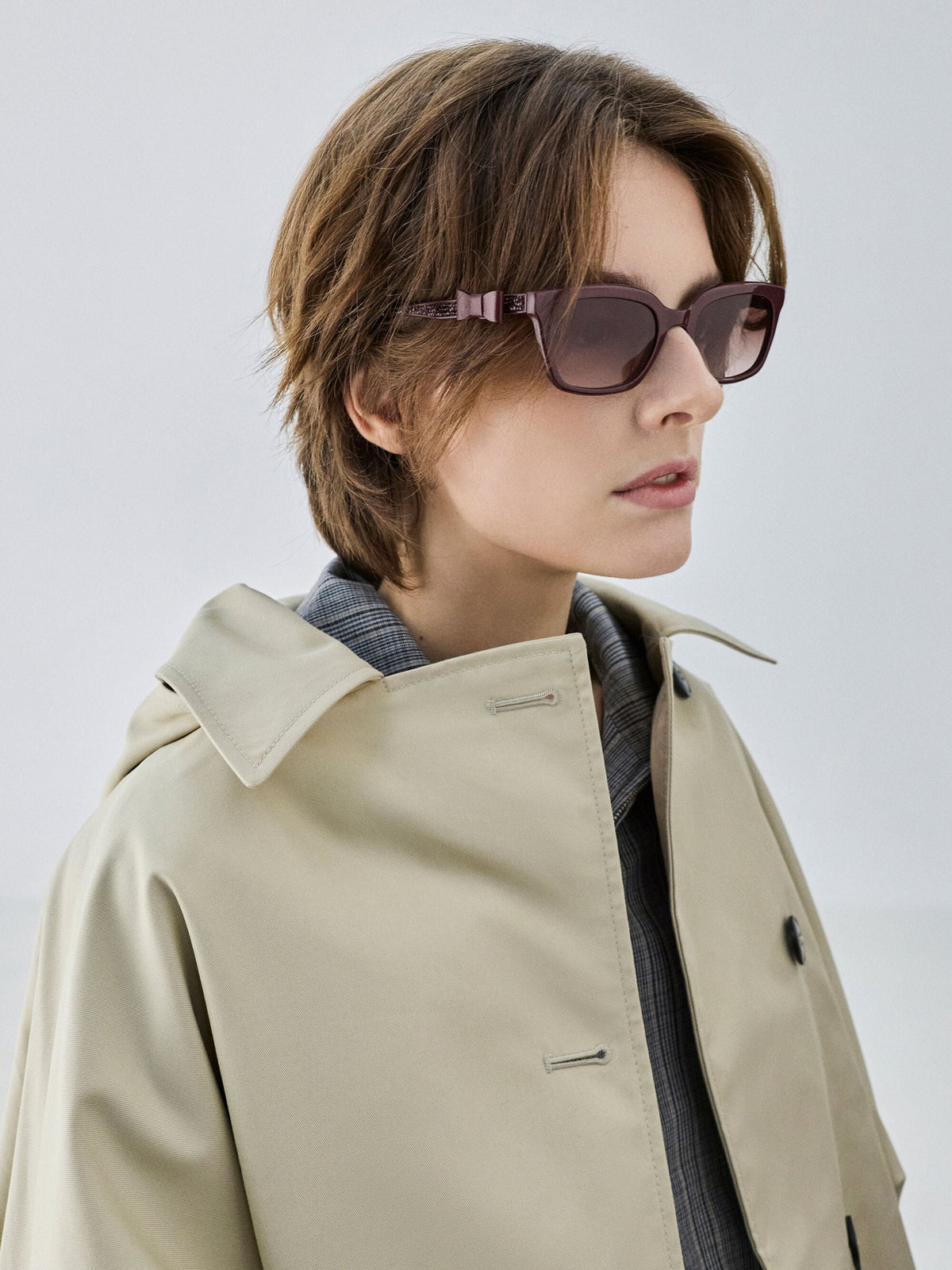 CHARLES & KEITH Special Offer | Tanya Bow Rectangular Sunglasses - Wineberry Red