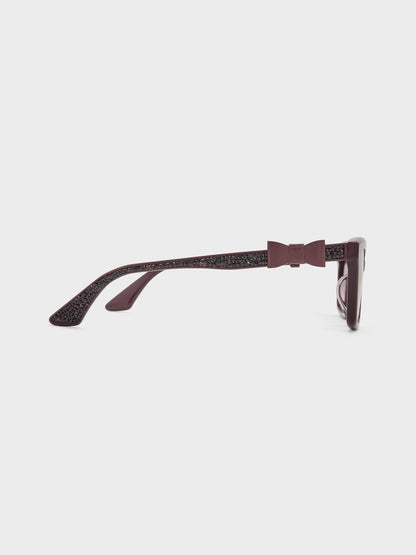 CHARLES & KEITH Special Offer | Tanya Bow Rectangular Sunglasses - Wineberry Red