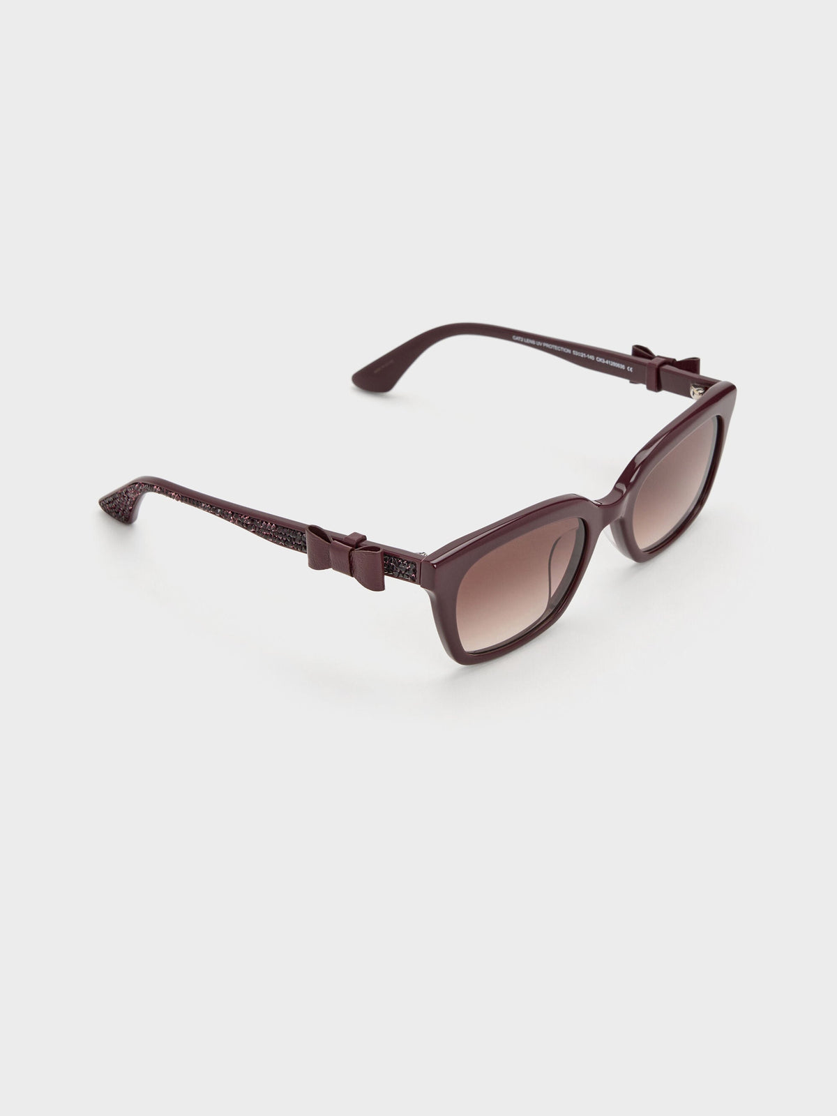 CHARLES & KEITH Special Offer | Tanya Bow Rectangular Sunglasses - Wineberry Red