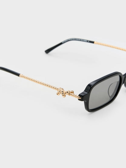 CHARLES & KEITH Deals | Sable Knot Rectangular Sunglasses - Black