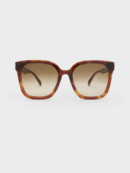 CHARLES & KEITH New | Gabine Tortoiseshell Oversized Butterfly Sunglasses - T. Shell