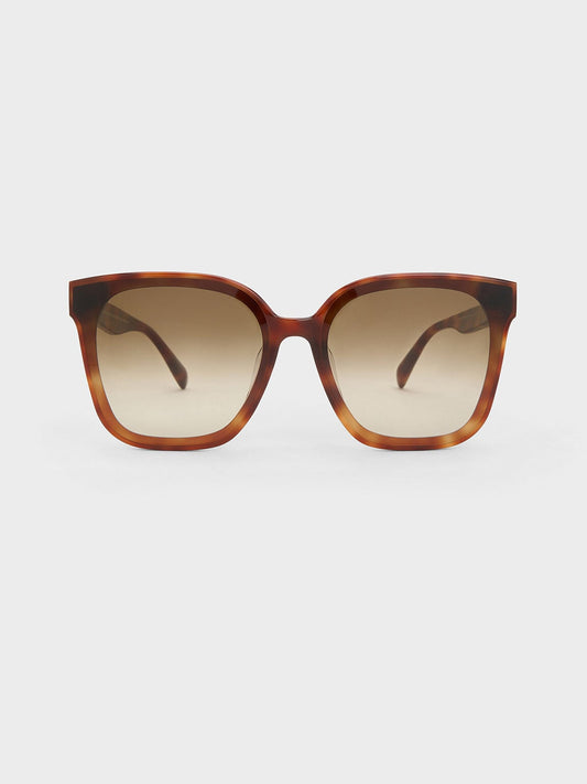 CHARLES & KEITH New | Gabine Tortoiseshell Oversized Butterfly Sunglasses - T. Shell