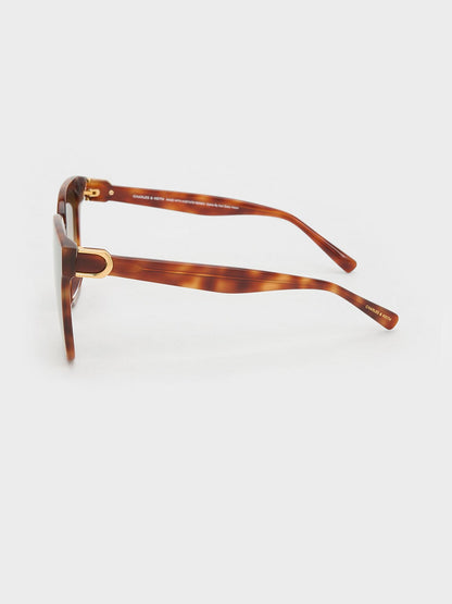 CHARLES & KEITH New | Gabine Tortoiseshell Oversized Butterfly Sunglasses - T. Shell