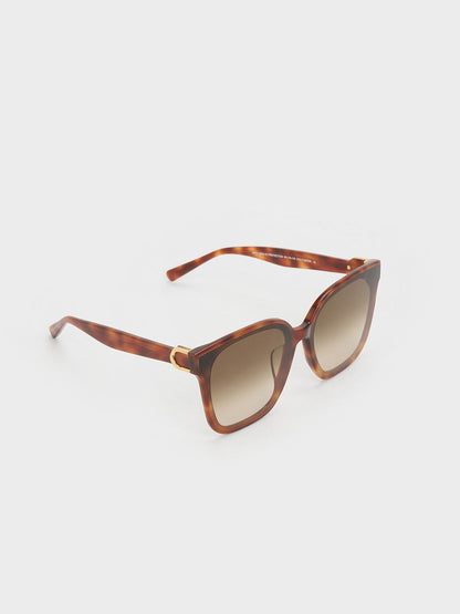 CHARLES & KEITH New | Gabine Tortoiseshell Oversized Butterfly Sunglasses - T. Shell