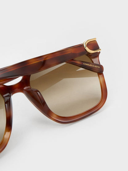 CHARLES & KEITH New | Gabine Tortoiseshell Oversized Butterfly Sunglasses - T. Shell