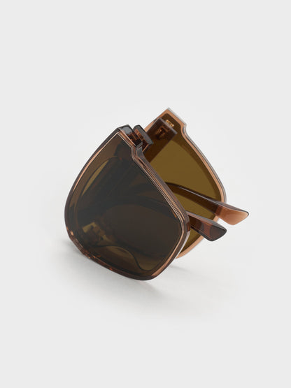 CHARLES & KEITH Recommended | Brea Foldable Sunglasses - Chestnut Brown