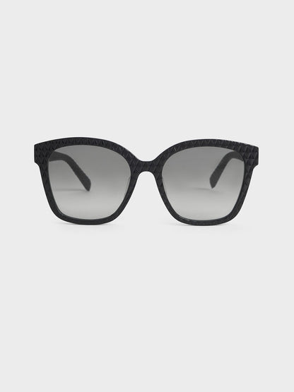 CHARLES & KEITH Sale | Leather Quilted Sunglasses - Black