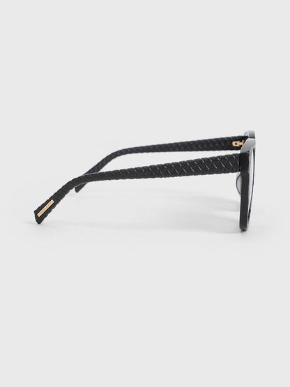 CHARLES & KEITH Sale | Leather Quilted Sunglasses - Black