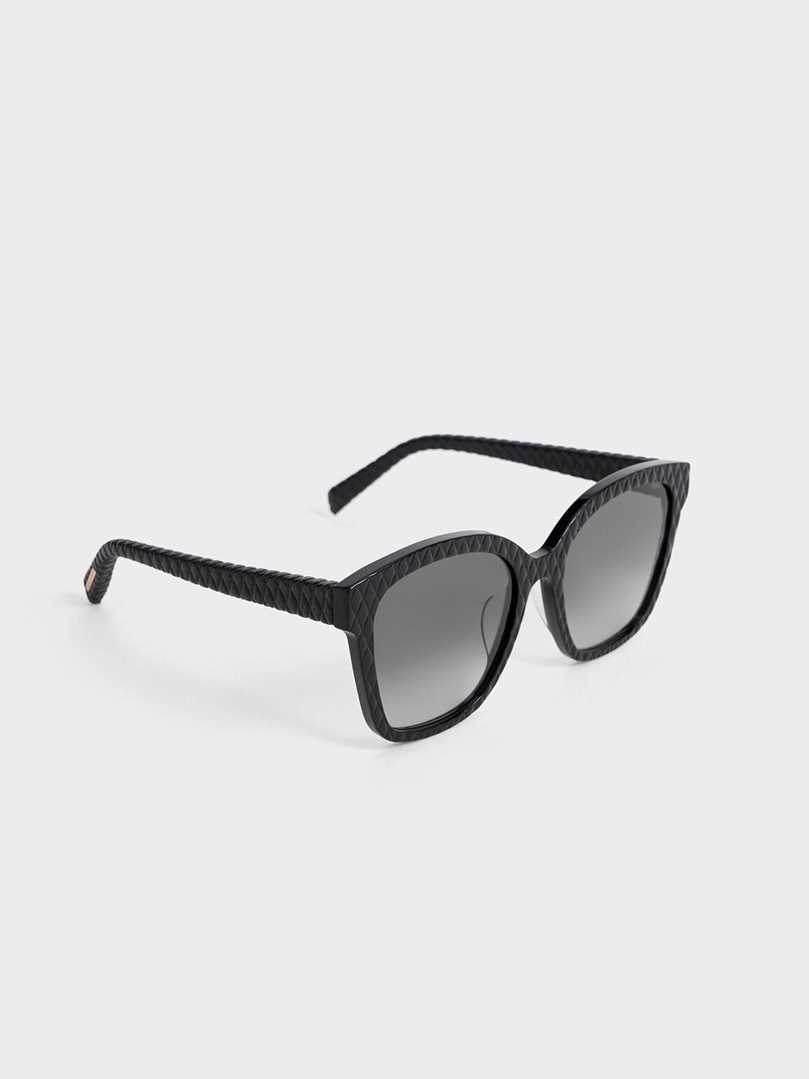 CHARLES & KEITH Sale | Leather Quilted Sunglasses - Black