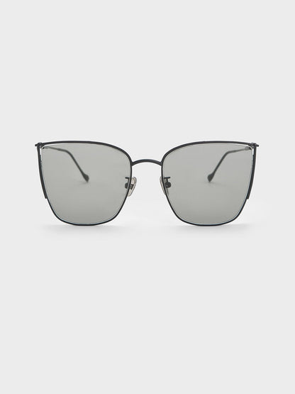 CHARLES & KEITH Everyday | Shea Metallic-Rim Square Sunglasses - Black