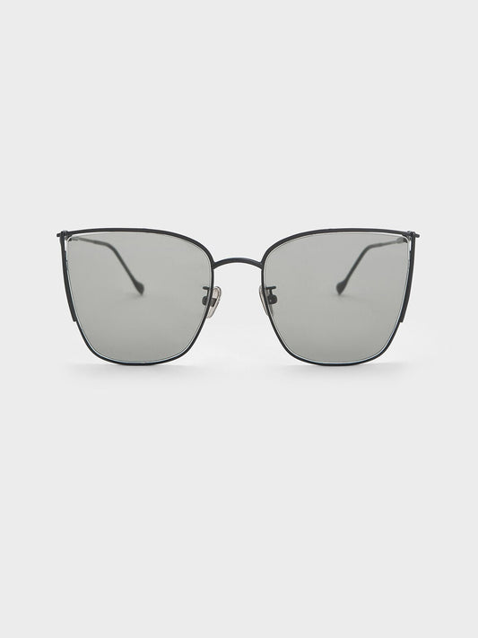 CHARLES & KEITH Everyday | Shea Metallic-Rim Square Sunglasses - Black