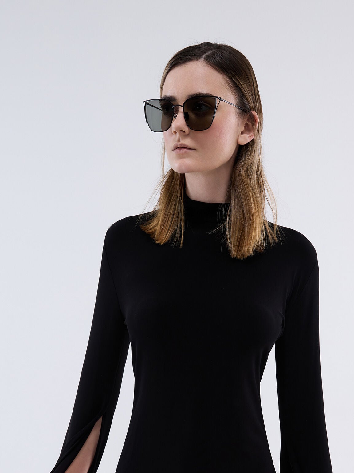 CHARLES & KEITH Everyday | Shea Metallic-Rim Square Sunglasses - Black
