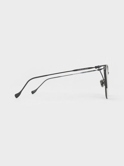 CHARLES & KEITH Everyday | Shea Metallic-Rim Square Sunglasses - Black