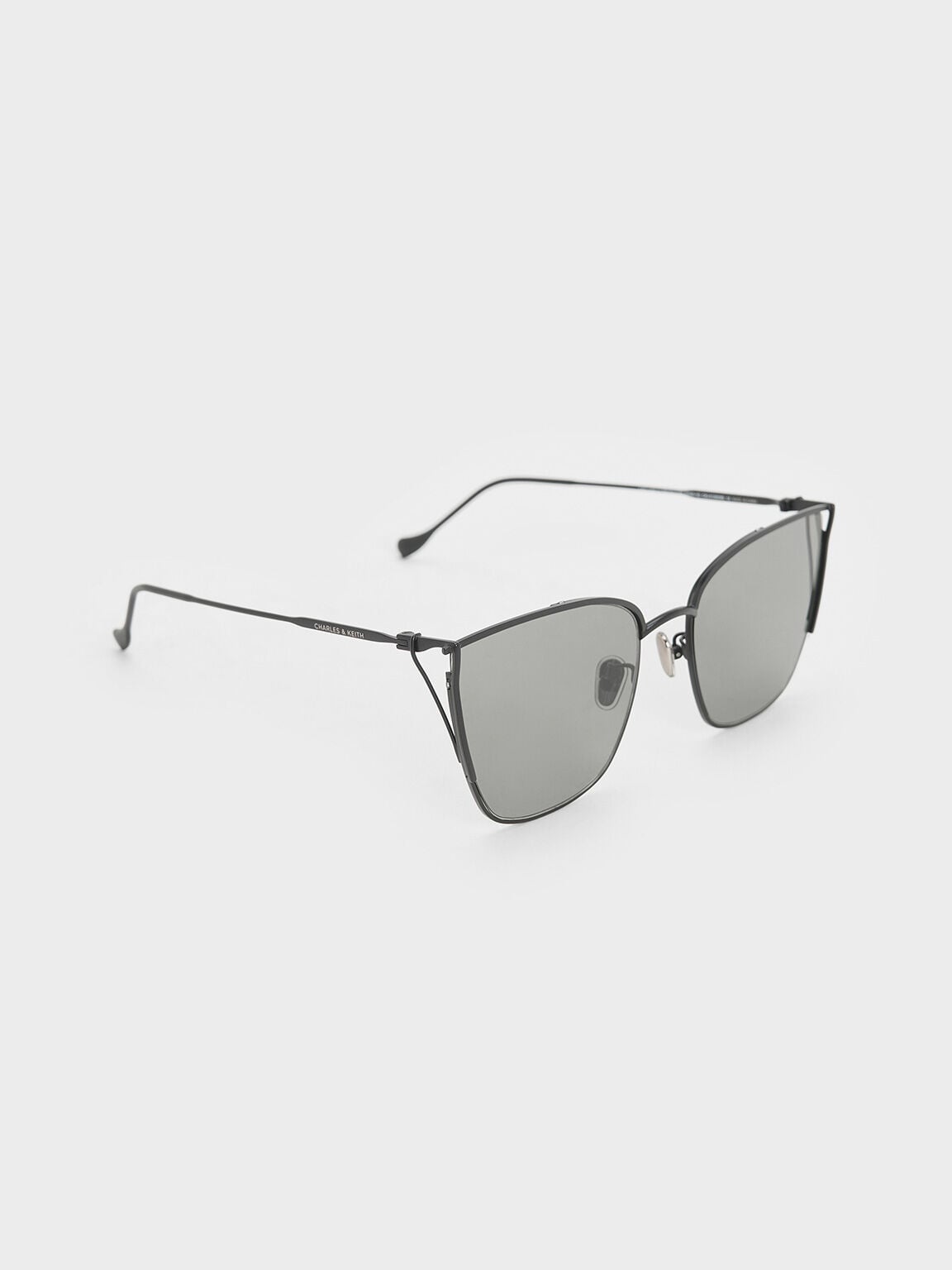 CHARLES & KEITH Everyday | Shea Metallic-Rim Square Sunglasses - Black