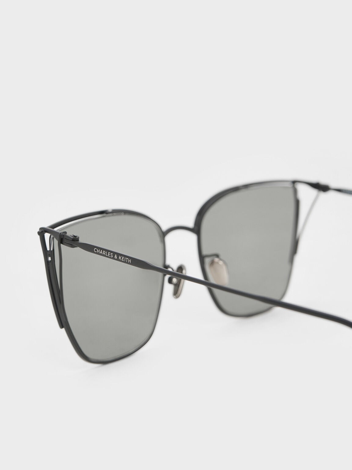 CHARLES & KEITH Everyday | Shea Metallic-Rim Square Sunglasses - Black