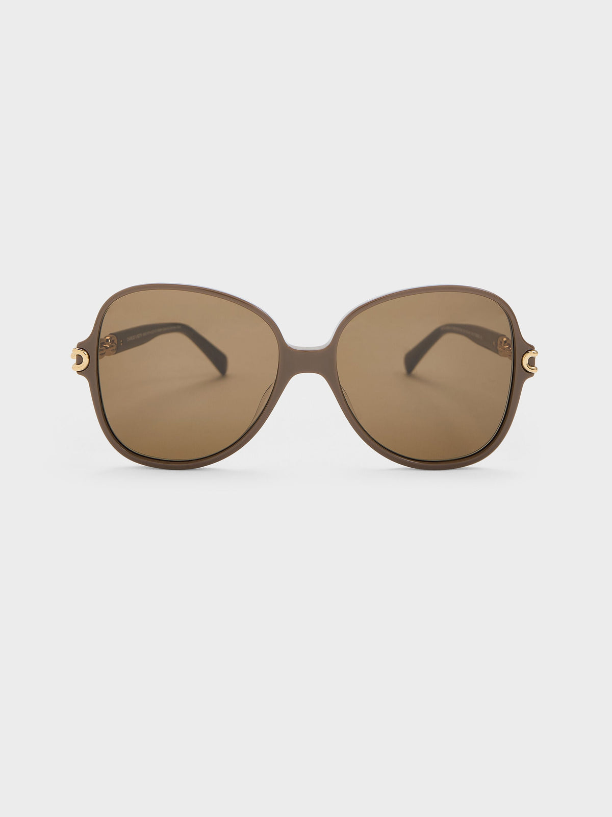 CHARLES & KEITH Premium | Delaney Chain-Link Butterfly Sunglasses - Chestnut Brown
