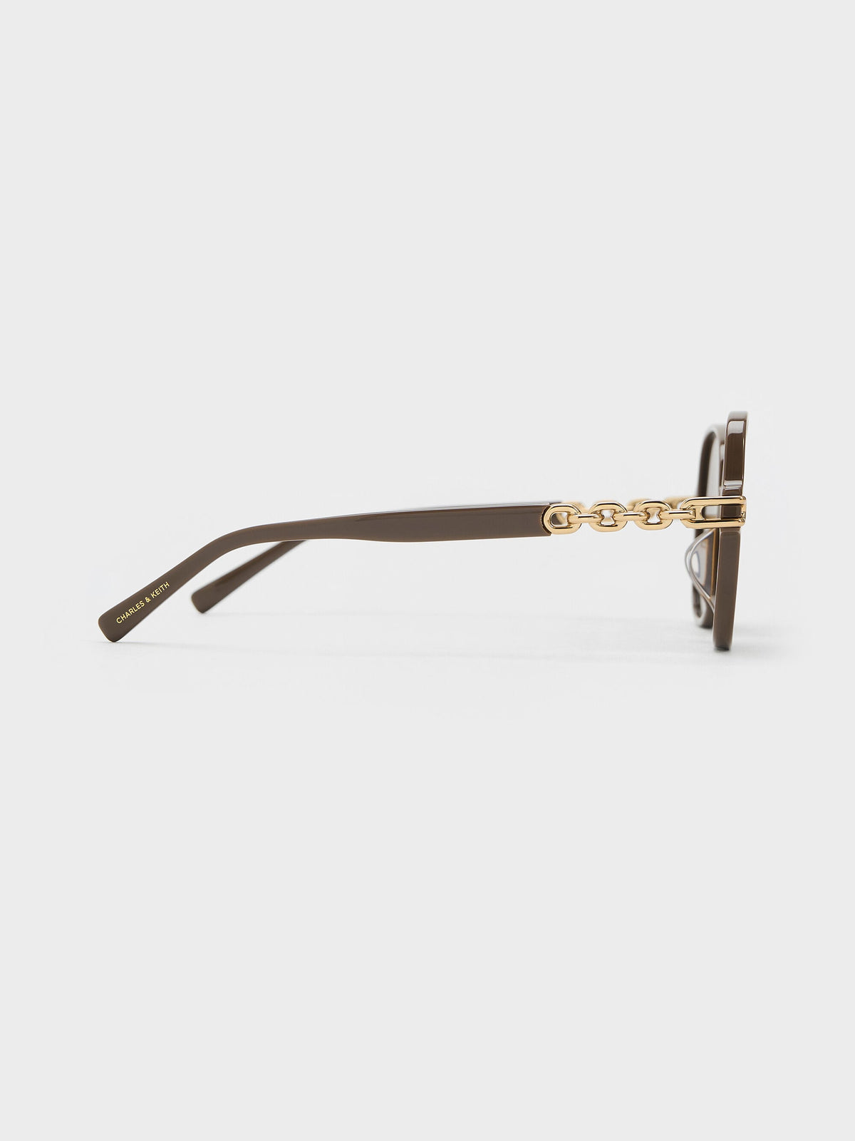 CHARLES & KEITH Premium | Delaney Chain-Link Butterfly Sunglasses - Chestnut Brown