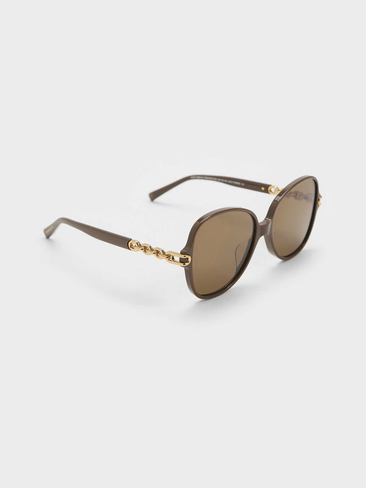 CHARLES & KEITH Premium | Delaney Chain-Link Butterfly Sunglasses - Chestnut Brown