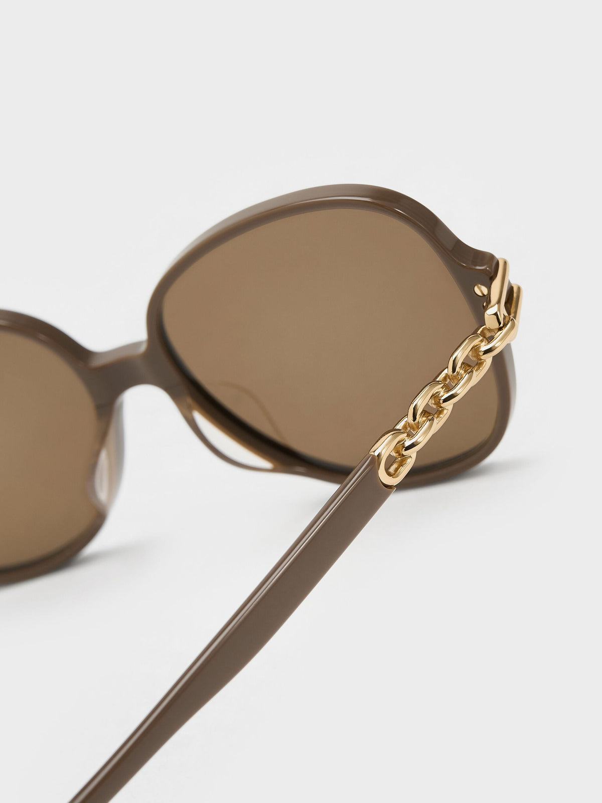 CHARLES & KEITH Premium | Delaney Chain-Link Butterfly Sunglasses - Chestnut Brown