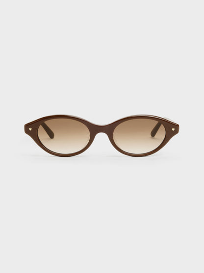 CHARLES & KEITH Exclusive | Pecola Oval Sunglasses - Pecan Brown