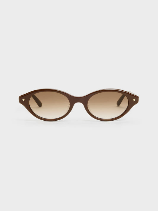 CHARLES & KEITH Exclusive | Pecola Oval Sunglasses - Pecan Brown
