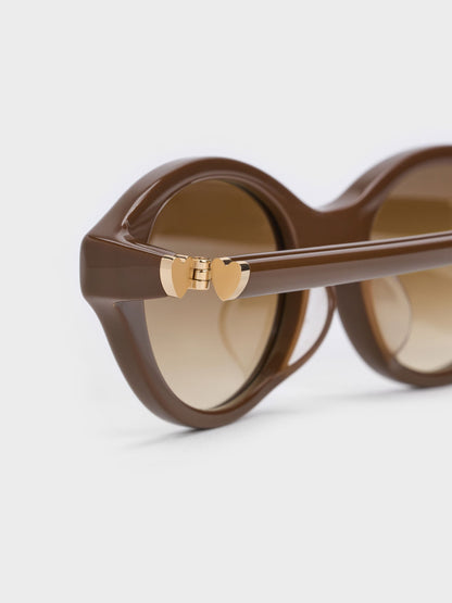 CHARLES & KEITH Exclusive | Pecola Oval Sunglasses - Pecan Brown